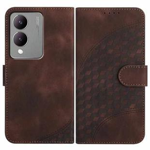 For vivo Y17s 4G Global/Y28 5G India YX0060 Elephant Head Embossed Phone Leather Case with Lanyard(Coffee)