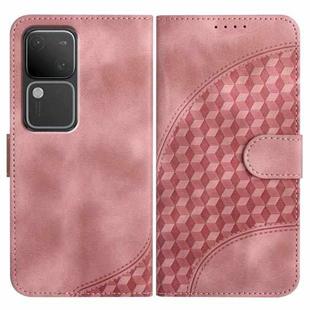 For vivo V30 5G Global/V30 Pro 5G Global YX0060 Elephant Head Embossed Phone Leather Case with Lanyard(Pink)