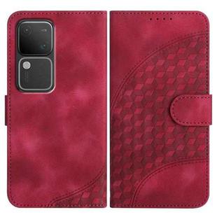 For vivo V30 5G Global/V30 Pro 5G Global YX0060 Elephant Head Embossed Phone Leather Case with Lanyard(Rose Red)