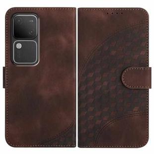 For vivo V30 5G Global/V30 Pro 5G Global YX0060 Elephant Head Embossed Phone Leather Case with Lanyard(Coffee)