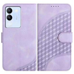 For vivo V30 Lite 5G Global YX0060 Elephant Head Embossed Phone Leather Case with Lanyard(Light Purple)