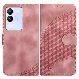 For vivo V30 Lite 5G Global YX0060 Elephant Head Embossed Phone Leather Case with Lanyard(Pink)