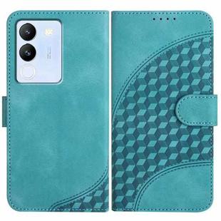 For vivo V30 Lite 5G Global YX0060 Elephant Head Embossed Phone Leather Case with Lanyard(Light Blue)