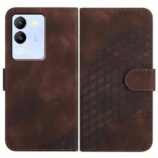 For vivo V29e 5G Global/Y200 5G Global YX0060 Elephant Head Embossed Phone Leather Case with Lanyard(Coffee)