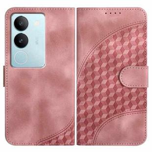 For vivo V29 5G Global/V29 Pro YX0060 Elephant Head Embossed Phone Leather Case with Lanyard(Pink)