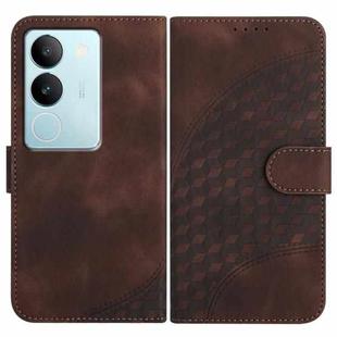 For vivo V29 5G Global/V29 Pro YX0060 Elephant Head Embossed Phone Leather Case with Lanyard(Coffee)