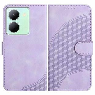 For vivo Y27 5G/Y36 4G India YX0060 Elephant Head Embossed Phone Leather Case with Lanyard(Light Purple)