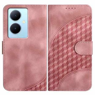 For vivo V29 Lite YX0060 Elephant Head Embossed Phone Leather Case with Lanyard(Pink)