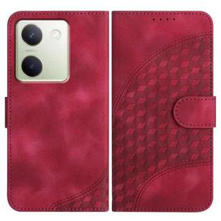 For vivo Y100 5G Global YX0060 Elephant Head Embossed Phone Leather Case with Lanyard(Rose Red)