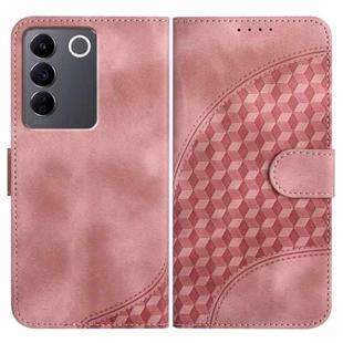 For vivo V27 5G Global/V27 Pro 5G Global YX0060 Elephant Head Embossed Phone Leather Case with Lanyard(Pink)