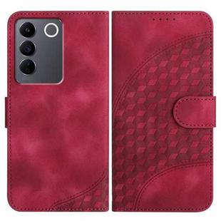 For vivo V27 5G Global/V27 Pro 5G Global YX0060 Elephant Head Embossed Phone Leather Case with Lanyard(Rose Red)