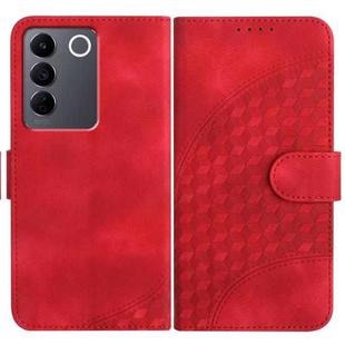 For vivo V27 5G Global/V27 Pro 5G Global YX0060 Elephant Head Embossed Phone Leather Case with Lanyard(Red)