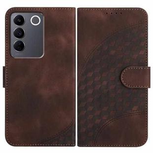 For vivo V27 5G Global/V27 Pro 5G Global YX0060 Elephant Head Embossed Phone Leather Case with Lanyard(Coffee)