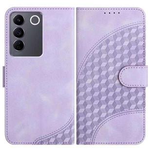 For vivo V27e 4G Global/T2 4G Global YX0060 Elephant Head Embossed Phone Leather Case with Lanyard(Light Purple)