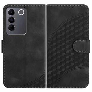 For vivo V27e 4G Global/T2 4G Global YX0060 Elephant Head Embossed Phone Leather Case with Lanyard(Black)