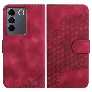 For vivo V27e 4G Global/T2 4G Global YX0060 Elephant Head Embossed Phone Leather Case with Lanyard(Rose Red)