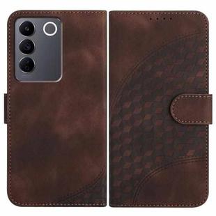For vivo V27e 4G Global/T2 4G Global YX0060 Elephant Head Embossed Phone Leather Case with Lanyard(Coffee)