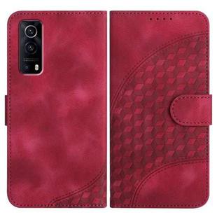 For vivo Y72 5G/iQOO Z3/Y52 5G YX0060 Elephant Head Embossed Phone Leather Case with Lanyard(Rose Red)