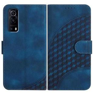 For vivo Y72 5G/iQOO Z3/Y52 5G YX0060 Elephant Head Embossed Phone Leather Case with Lanyard(Royal Blue)