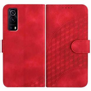 For vivo Y72 5G/iQOO Z3/Y52 5G YX0060 Elephant Head Embossed Phone Leather Case with Lanyard(Red)
