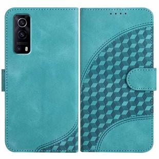 For vivo Y72 5G/iQOO Z3/Y52 5G YX0060 Elephant Head Embossed Phone Leather Case with Lanyard(Light Blue)
