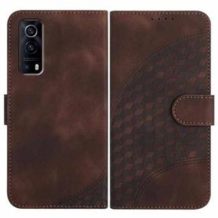 For vivo Y72 5G/iQOO Z3/Y52 5G YX0060 Elephant Head Embossed Phone Leather Case with Lanyard(Coffee)