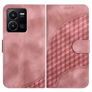 For vivo Y35 4G Global/Y22s 4G Global YX0060 Elephant Head Embossed Phone Leather Case with Lanyard(Pink)