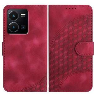 For vivo Y35 4G Global/Y22s 4G Global YX0060 Elephant Head Embossed Phone Leather Case with Lanyard(Rose Red)