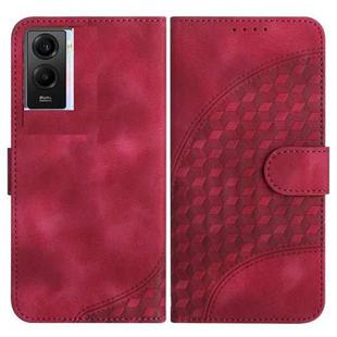 For vivo Y55s 2023 5G/Y55 5G Global YX0060 Elephant Head Embossed Phone Leather Case with Lanyard(Rose Red)