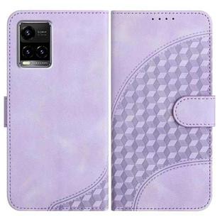 For vivo Y33s 4G Global/Y21/Y21s/Y21t YX0060 Elephant Head Embossed Phone Leather Case with Lanyard(Light Purple)