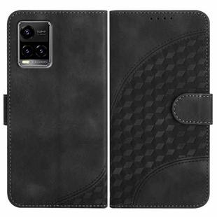For vivo Y33s 4G Global/Y21/Y21s/Y21t YX0060 Elephant Head Embossed Phone Leather Case with Lanyard(Black)