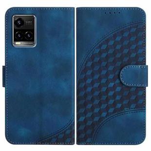 For vivo Y33s 4G Global/Y21/Y21s/Y21t YX0060 Elephant Head Embossed Phone Leather Case with Lanyard(Royal Blue)