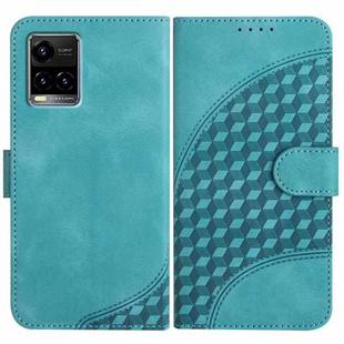 For vivo Y33s 4G Global/Y21/Y21s/Y21t YX0060 Elephant Head Embossed Phone Leather Case with Lanyard(Light Blue)