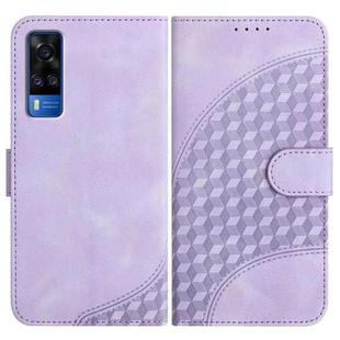 For vivo Y53s 4G/Y51a/Y33 4G YX0060 Elephant Head Embossed Phone Leather Case with Lanyard(Light Purple)