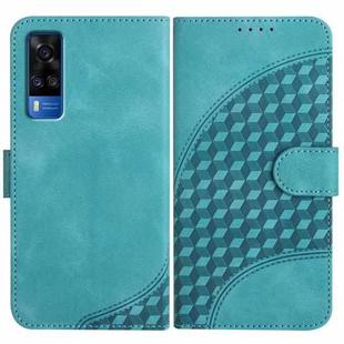 For vivo Y53s 4G/Y51a/Y33 4G YX0060 Elephant Head Embossed Phone Leather Case with Lanyard(Light Blue)