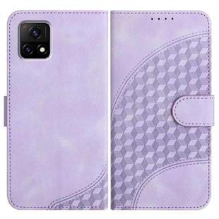 For vivo Y72 5G India YX0060 Elephant Head Embossed Phone Leather Case with Lanyard(Light Purple)