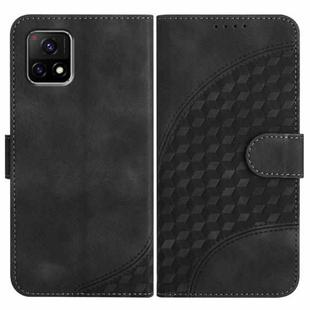 For vivo Y72 5G India YX0060 Elephant Head Embossed Phone Leather Case with Lanyard(Black)