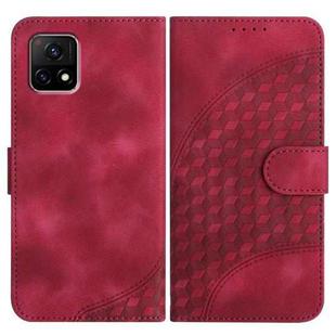 For vivo Y72 5G India YX0060 Elephant Head Embossed Phone Leather Case with Lanyard(Rose Red)