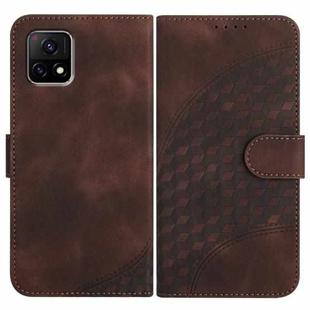 For vivo Y72 5G India YX0060 Elephant Head Embossed Phone Leather Case with Lanyard(Coffee)