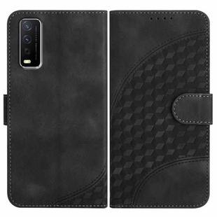 For vivo Y20/Y20i/Y11s/Y12s/iQOO U1x YX0060 Elephant Head Embossed Phone Leather Case with Lanyard(Black)