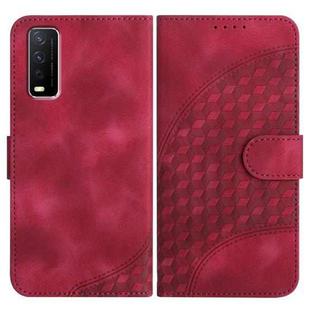 For vivo Y20/Y20i/Y11s/Y12s/iQOO U1x YX0060 Elephant Head Embossed Phone Leather Case with Lanyard(Rose Red)