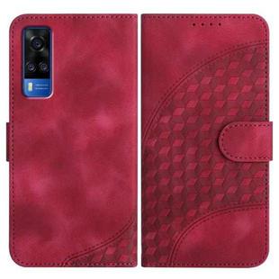 For vivo Y51 2020 India/Y31 4G India YX0060 Elephant Head Embossed Phone Leather Case with Lanyard(Rose Red)
