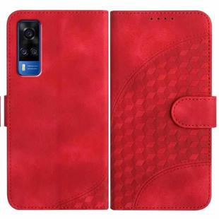 For vivo Y51 2020 India/Y31 4G India YX0060 Elephant Head Embossed Phone Leather Case with Lanyard(Red)