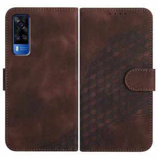 For vivo Y51 2020 India/Y31 4G India YX0060 Elephant Head Embossed Phone Leather Case with Lanyard(Coffee)