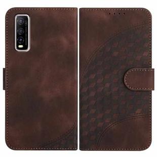 For vivo Y70s YX0060 Elephant Head Embossed Phone Leather Case with Lanyard(Coffee)