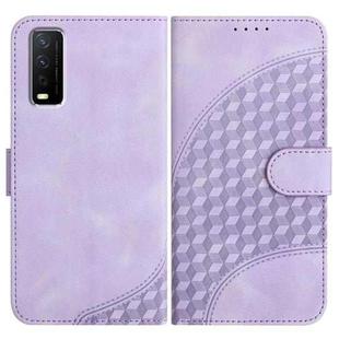 For vivo Y30 4G Global YX0060 Elephant Head Embossed Phone Leather Case with Lanyard(Light Purple)