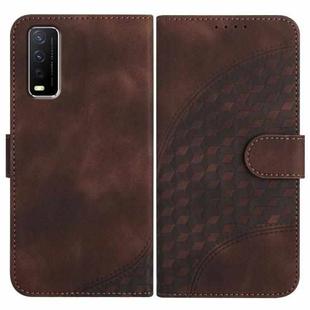 For vivo Y30 4G Global YX0060 Elephant Head Embossed Phone Leather Case with Lanyard(Coffee)