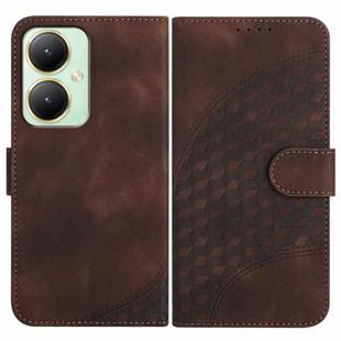 For vivo Y27 4G Global YX0060 Elephant Head Embossed Phone Leather Case with Lanyard(Coffee)