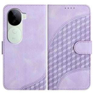 For vivo iQOO Z9s / V40e India Elephant Head Embossed Phone Leather Case with Lanyard(Light Purple)