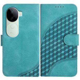 For vivo iQOO Z9s / V40e India YX0060 Elephant Head Embossed Phone Leather Case with Lanyard(Light Blue)